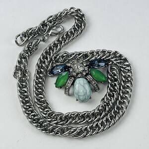 Heavy Chunky Necklace Bee Moth Butterfly Insect Wasp Rhinestone Costume Jewelry